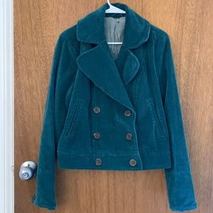 Free People Teal Corduroy Moto Jacket